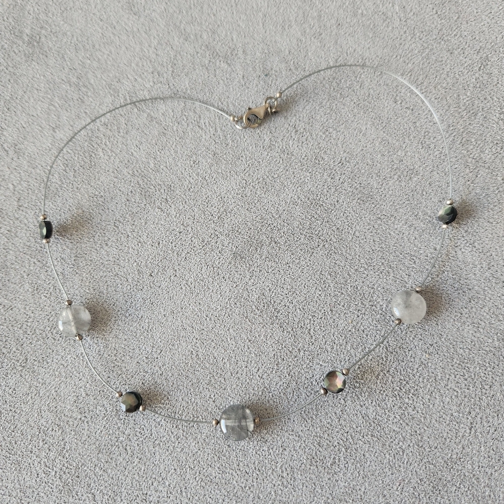 Floating Freshwater necklace clear fishing line dainty choker pearl clean beauty